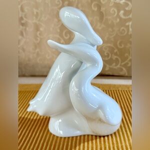 MCM Jaroslav Ježek for Royal Dux White Porcelain Ducks Embrace Figurine